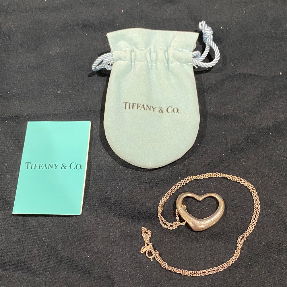 Tiffany & Co. Silver Open Heart Pendant Necklace